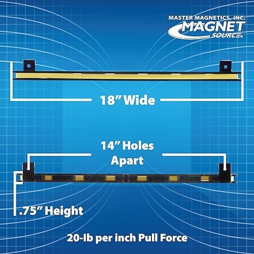 Master Magnetics 18" Magnetic Bar Tool Organizer - Easy to Install Magnet Storage Holder for House, Garage, Shed, or Job Site - Black Powder Coat
