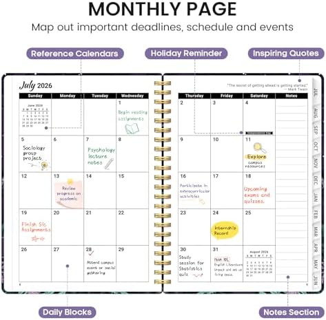 Planner 2026-2027, Jul 2026-Jun 2027 Academic Monthly & Weekly Planner | 6.3" x 8.5" Hardcover Pretty Calendar Planner for Women, Spiral Organizer for School Office Home Supplies, Enchanted Fungi