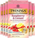 Twinings Raspberry & Lemon Herbal Tea Bags 20 CT Box (6 Pack)
