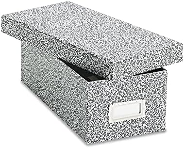 Oxford 40588 Reinforced Board Card File, Lift-Off Cover, Holds 1,200 3 x 5 Cards, Black/White