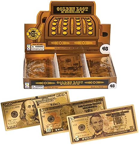 Raymond Geddes Golden Loot Bookmarks (Pack of 48) - Pretend Play Money