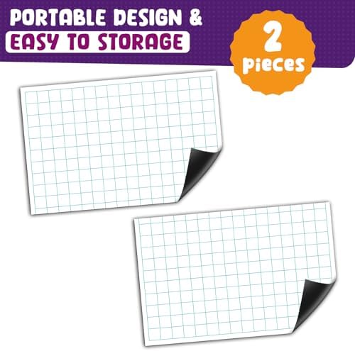 KIKIGOAL 21.5"x17" Magnetic Draw and Write Paper,Dry Erase Handwriting Lined Paper for Classroom Whiteboard, Writing Chart Page Teacher Must Have Homeschool Teaching Supplies (Graph)