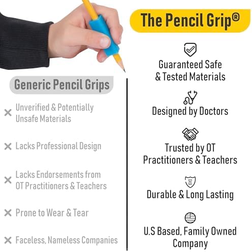 The Pencil Grip- Classic Triangle Grip, Pencil Holder, Ergonomic Writing Aid, Pencil Grips for Kids Handwriting, Perfect for Right or Left Handed Users, Assorted Colors, Pack of 48