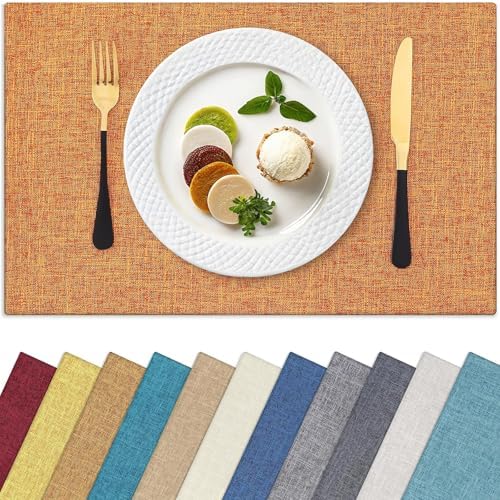 Homaxy Cloths Placemats for Dining Table Set of 4, 13" x 19", Orange
