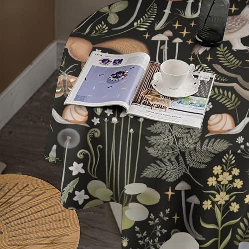 Retro Forest Curtains, Fairy Tale Woodland Wild Animals Moths Owl Snake Cartoon Flowers Mushroom Farmhouse Holiday Tablecloths for Home Kitchen Party Dinner Decor, 36x36in