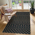 Lahome Moroccan Easy Jute 3x5 Outdoro Rug, Black and White Entryway Rug