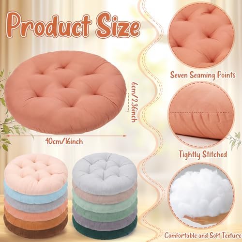 Fumete 12 Pcs Round Floor Pillows Cushions Seating 16 x 16 Inches Floor Round Cushions for Kids Toddlers Flexible Reading Chair Pillows for Classroom Home School Playing Supplies(Natural Color)