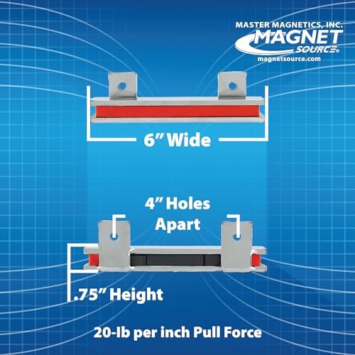 Master Magnetics 6" Magnetic Bar Tool Organizer - Easy to Install Magnet Storage Holder for House, Garage, Shed, or Job Site - Nickel Plate Finish