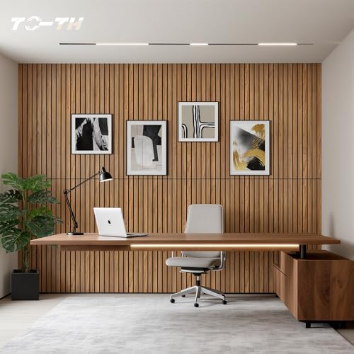 TO-TH Acoustic Panels Decorative Soundproof Wall Panel 4 Pack, Rustic Teak