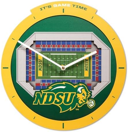 YouTheFan NCAA North Dakota State Bison StadiumView 3D Wall Clock