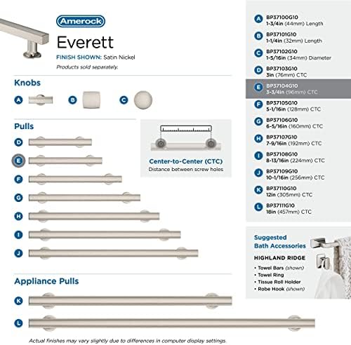 Amerock 3-3/4" Everett Satin Nickel Drawer Pull