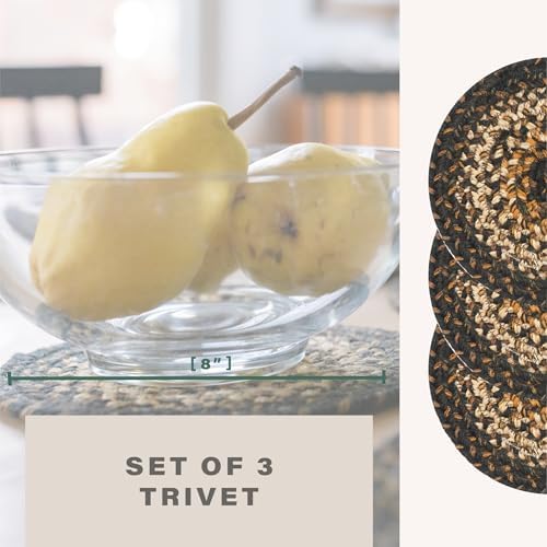 Homespice Kilimanjaro Braided Trivets Ideal as Hot Pads, Round 8" Set of 3