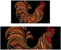 Rooster Kitchen Rugs and Mats for Floor 2 Piece Sets, Farmhouse Rooster Kitchen Rug, Black Chicken Kitchen Mat in Front of Sink for Standing for Country Kitchen Decor 17"X30"+17"X47"
