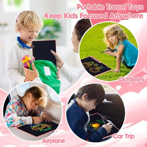 POPERFUN LCD Writing Tablet for Kids, Rechargeable Kids Drawing Pad 16 Inch Colorfuls Doodle Board, Kids Drawing Tablet Toys for Ages3 4 5 6 7 8 for Girls Boys Adults (Light Pink)