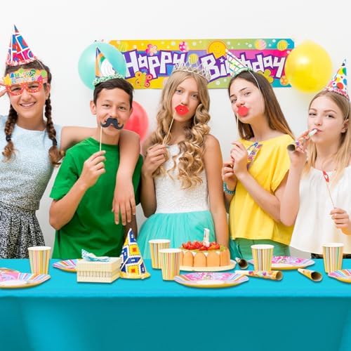 CXPSINC 54 Inch X 300 Feet Plastic Table Cover Roll Disposable Tablecloth with Slide Cutter for All Type/Shape Tables | Party, Banquet, Birthdays, Weddings(Turquoise, 300 Feet)