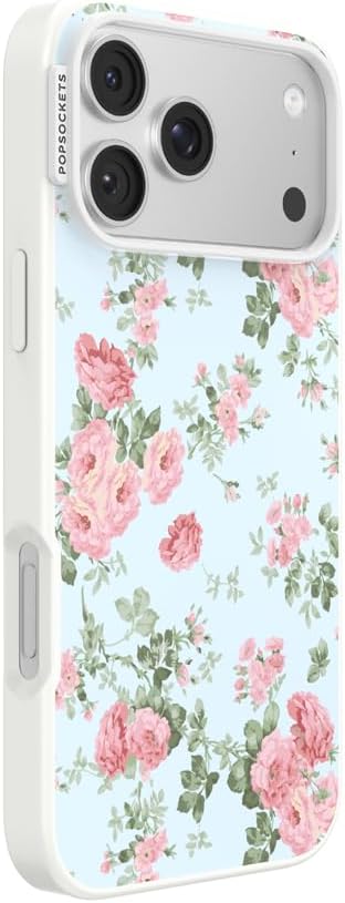 PopSockets iPhone 17 Pro Max Phone Case with MagSafe- Cottage Tutu Blue | Magnetic, Wireless Charging, Camera & Drop Protection, Light Blue, Baby, Flower, Floral