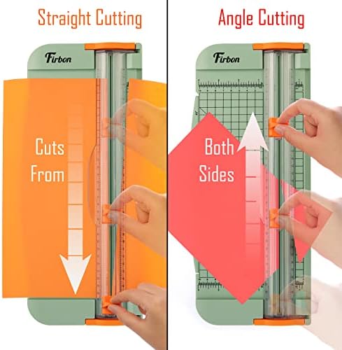 Firbon Morandi A4 Paper Cutter Bundle with 5Pcs White Refill Blades, 12 Inch Paper Trimmer with Side Ruler for Scrapbooking, Craft, Coupon, Label, Cardstock