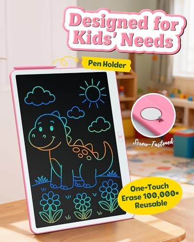 Bravokids 20 Inch LCD Writing Tablet for 3-8 Year Olds - Electronic Drawing Pad and Doodle Board as Educational Birthday Gifts for Girls and Boys (Pink)