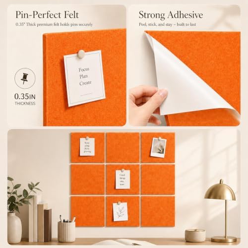 Felt Bulletin Board Tiles, Large Cork Board Alternative,24 x 36 in
