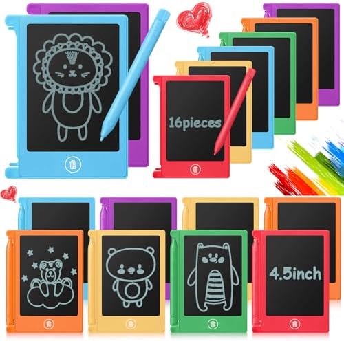 Nezyo 16 Pack 4.5 Inch Mini LCD Writing Tablet for Kids,6 Colors