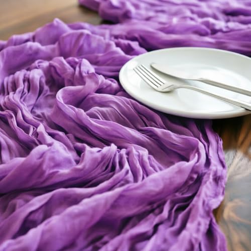 Purple Cheesecloth Table Runner Fall Boho Wedding Birthday Home Decor