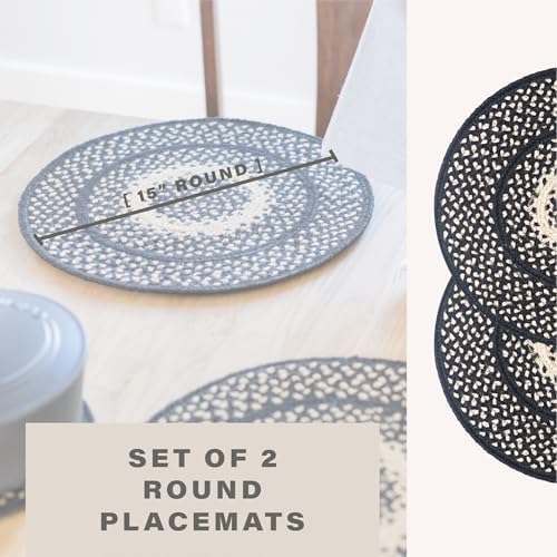 Homespice Manchester Jute Braided Placemats, Round 15" Set of 2