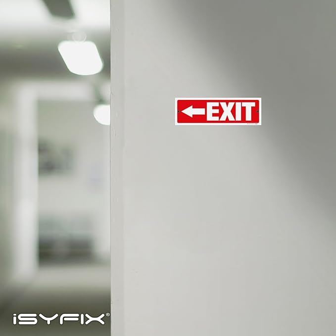 iSYFIX Exit Signs - 2 Pack 12x4 Inch Directional Left Arrow Signs, 40 mil Polystyrene Plastic, UV Laminated, Scratch & Fade Resistant, Waterproof - Ideal for Office, Theater, School, Business