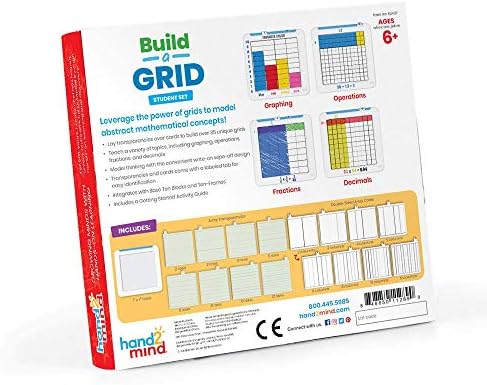 hand2mind Build-A-Grid, Dry Erase Multiplication, 3rd Grade Math, Multiplication Manipulatives, Fraction Manipulatives, Multiplication Game, Montessori Math, Homeschool Supplies (Set of 1)