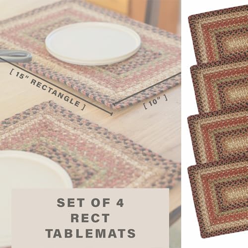 Homespice Gingerbread Jute Braided Table Mats, Rect 10x15 Set of 4