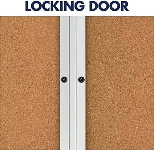 Quartet Bulletin Board, 6' x 4' Enclosed Cork Notice Board, Lockable Swing Doors, Aluminum Frame (2367)