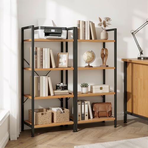 4 Tier Bookshelf, Free Standing Bookcase with Open Storage Shelves