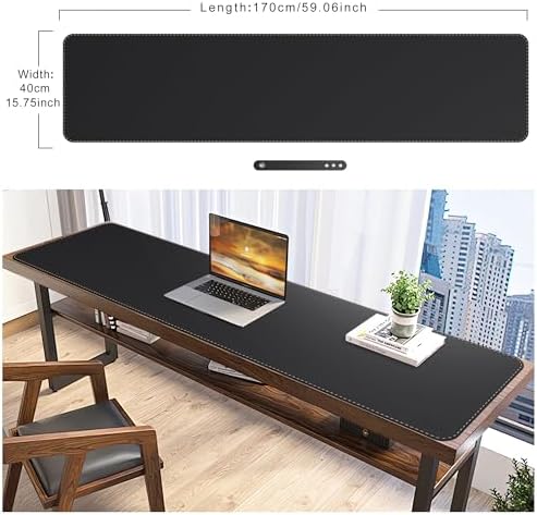 Mydours PU Leather Desk Pad, Large XXL 67"x15.7" Mouse Mat, (Black)