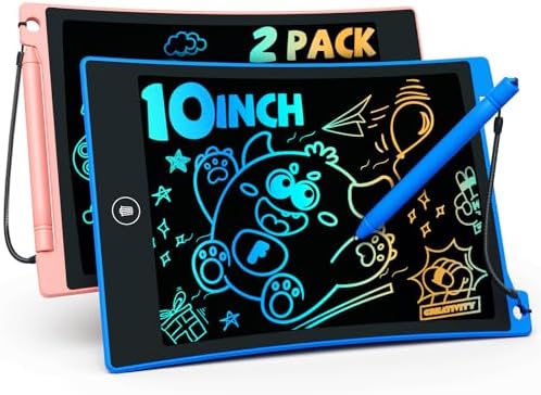 TEKFUN Kids Toys, 2 Pack LCD Writing Tablet with Anti-Lost Stylus,10in Coloring Doodle Board Magic Drawing Pad, Car Trip Educational Toys Birthday Gift for 3 4 5 6 7 Girls Boys Toddlers