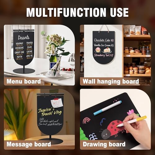 SELEAD Small Chalkboard Words Sign w/Metal Stand, 2 Pack 8x12”, Semicircle