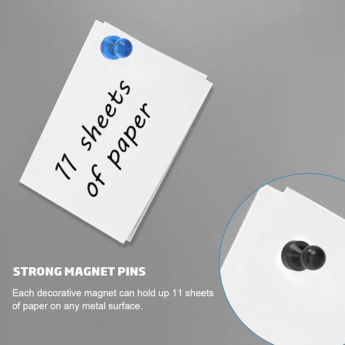 MHDMAG Magnetic Push Pins Powerful Push Pin Magnets for Fridge Whiteboards Calendars Maps in School & Office Pack of 32,White