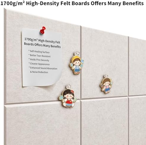 1/2'' Thick Cork-Bulletin Board Felt Wall Tiles Squares 12 x 12 in