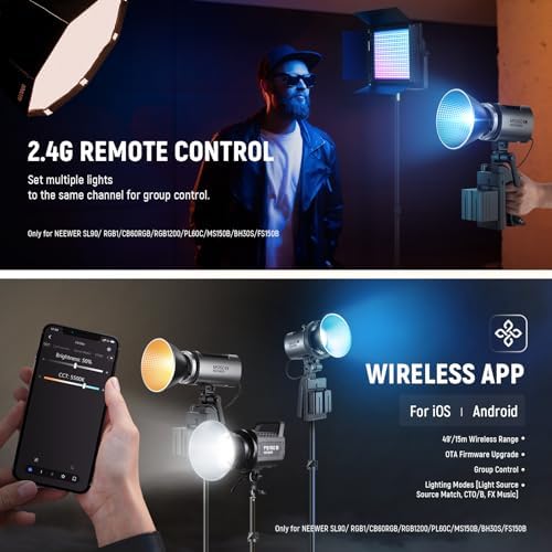 NEEWER MS60C RGBWW LED Video Light with 2.4G/App Control, 65W Metal Mini