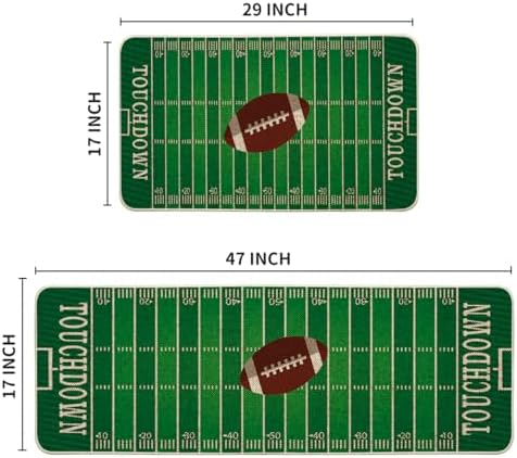 Artoid Mode Touch Down American Football Court Kitchen Mats Set of 2, Rugby Boy Home Decor Low-Profile Kitchen Rugs for Floor - 17x29 and 17x47 Inch