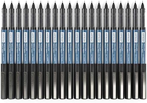ARTEZA Rollerball Pens, 20 Pack, 0.5 mm Needle Nib, Black Liquid Ink