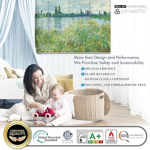 PINWELIFE® Masterpiece Acoustic Art Panels, 8-Pack 12"×16" Sound Absorbing Panels, Decorative Acoustic Wall Art, Noise and Echo Cancelling for Home Studio/Office, Nano Tape Included