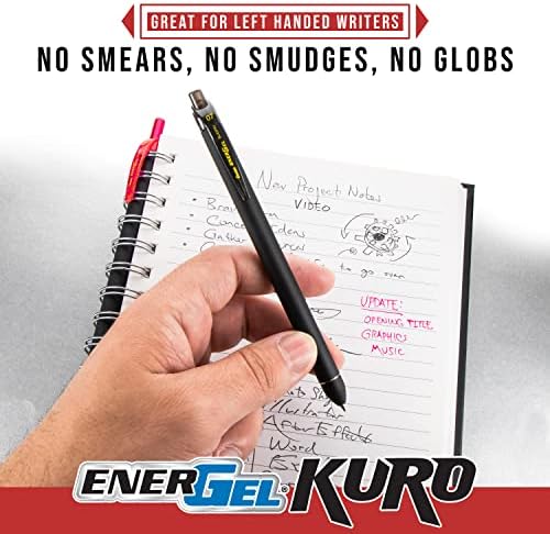 Pentel EnerGel Kuro Liquid Gel Pen, 0.7mm, Medium line, Assorted Ink, 12-Pk (BL437R1BP12M1)