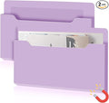 Feifeiya 2 Pcs Magnetic File Folder Wall Hanging Holder Large Pocket Paper Magazine Mail Organizer for Refrigerator Classroom Locker Whiteboard(Horizontal,Purple,13.8 x 8.3 Inches)