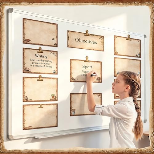 16 Pcs Magnetic Write Wipe Organization Chart Classroom Dry Erase Labels Learning Objectives Board for Whiteboard Goals Targets Classroom Teaching Supplies (Retro)