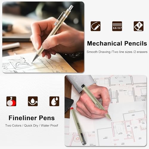 Nicpro 20PCS Professional Geometry Set Drafting Tool Protractor Compass