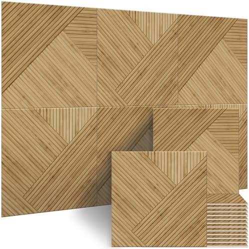 BUBOS 6-Pack Acoustic Panels, Wood Grain Sound Absorbing Panels, 23.6x23.6