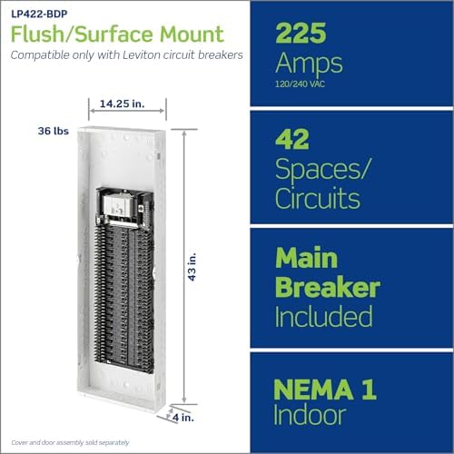 Leviton 42 Space, 42 Circuit Indoor Load Center with 225 Amp Main Circuit Breaker, LP422-BPD