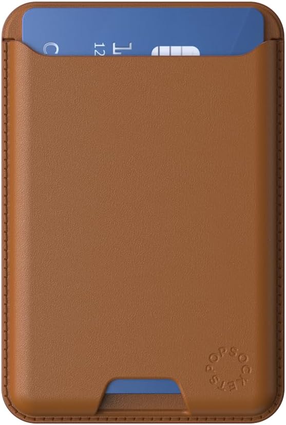 PopSockets Softgoods Phone Wallet and Adapter Ring for MagSafe, Phone Card Holder, Wireless Charging Compatible, Wallet Compatible with MagSafe® - Cognac