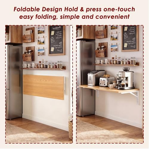 Need 47x20IN Wall Mounted Folding Table for Office Laundry Teak