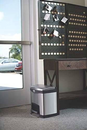 Rubbermaid Commercial Products Slim Jim Front Step-On Trash Can, 4-Gallon, Black Stainless Steel, Hands-Free Garbage Can/Container for Home/Kitchen/Office/Restaurant