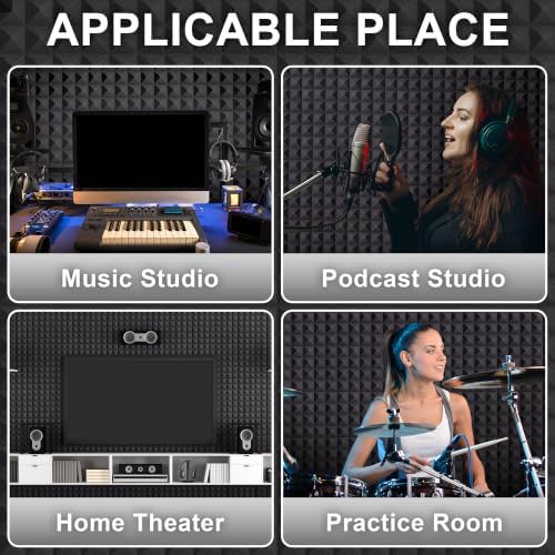 24 Pack Acoustic Foam Panels, 2''Thick Sound Proof Foam Panels for Walls